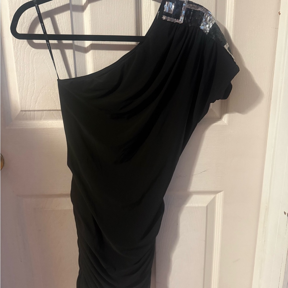 Forever 21 Black One-Shoulder Dress with Silver Accent
